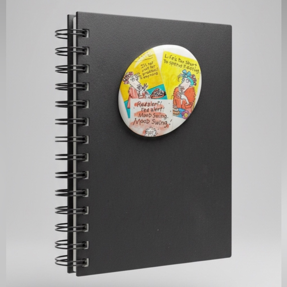 Black Spiral Notebook with Cartoon Cover